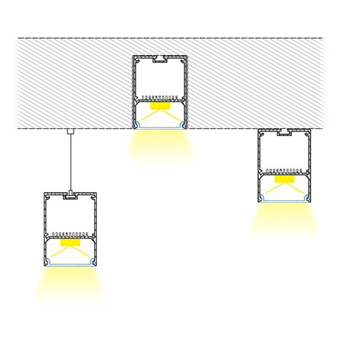 LEDTM® SURFACEPENDANT-PROFILE 70827-3M Προφίλ Αλουμινίου - Βάση & Ψύκτρα Ταινίας LED με Λευκό Γαλακτερό Κάλυμμα - Επιφανειακή & Κρεμαστή Χρήση - Πατητό Κάλυμμα - Λευκό - 3 Μέτρα - Μ300 x Π5 x Υ7cm - Image 8