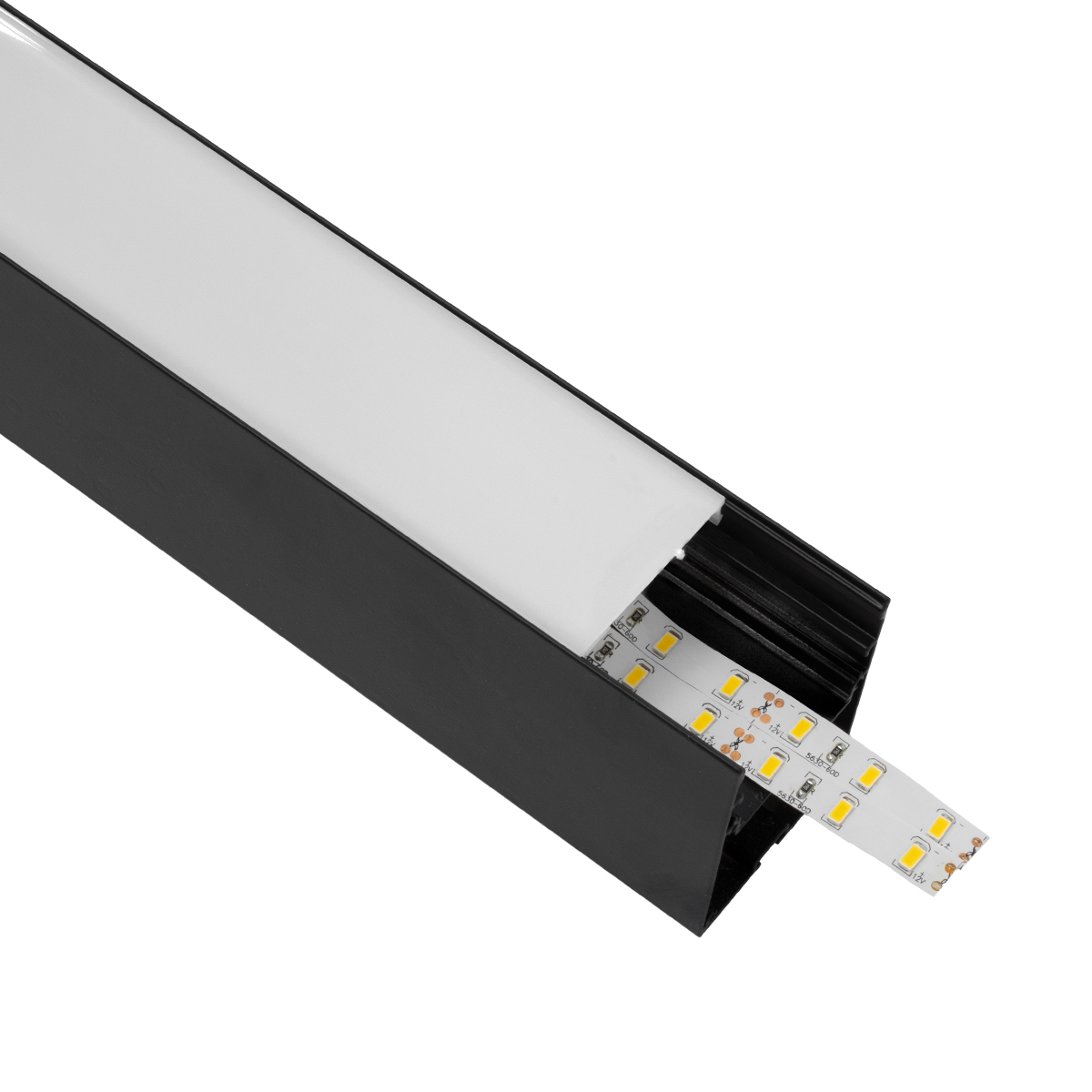 LEDTM® ALP-LINEAR VERTEX 70828-3M Επιφανειακό Προφίλ Αλουμινίου με Λευκό Γαλακτερό Πατητό Κάλυμμα για Ταινίες LED IP20 - Μαύρο & Λευκό - Μ300 x Π5 x Υ7cm - Image 4