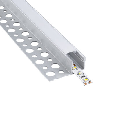Alternative view of LEDTM® ALP-PLASTERIN GYPSO 70834-3M Χωνευτό Τερματικό Προφίλ Αλουμινίου Ειδικό για Γυψοσανίδα με Λευκό Γαλακτερό Πατητό Κάλυμμα για Ταινίες LED IP20 - Ασημί & Λευκό - Μ300 x Π3.3 x Υ1.5cm - Πακέτο 5 Τεμαχίων