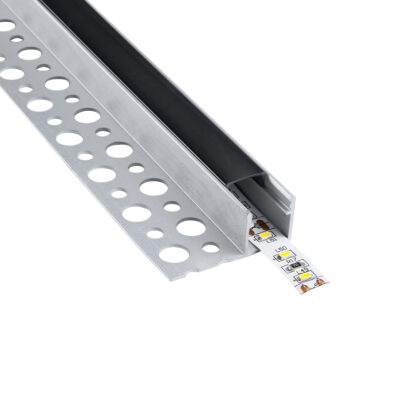 Alternative view of LEDTM® ALP-PLASTERIN GYPSO 70835-3M Χωνευτό Τερματικό Προφίλ Αλουμινίου Ειδικό για Γυψοσανίδα με Μαύρο Φιμέ Πατητό Κάλυμμα για Ταινίες LED IP20 - Ασημί & Μαύρο - Μ300 x Π3.1 x Υ1.3cm - Πακέτο 5 Τεμαχίων