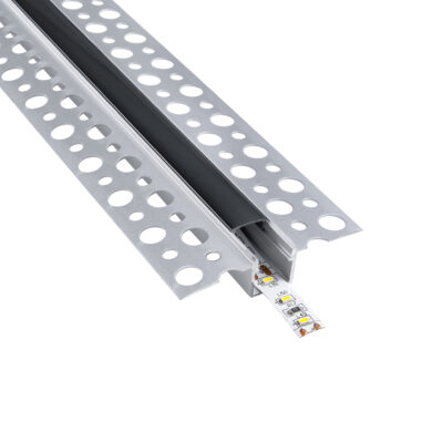 Alternative view of LEDTM® ALP-PLASTERIN GYPSO 70839-3M Χωνευτό Προφίλ Αλουμινίου Ειδικό για Γυψοσανίδα με Μαύρο Φιμέ Πατητό Κάλυμμα για Ταινίες LED IP20 - Ασημί & Μαύρο - Μ300 x Π5.6 x Υ1.5cm - Πακέτο 5 Τεμαχίων