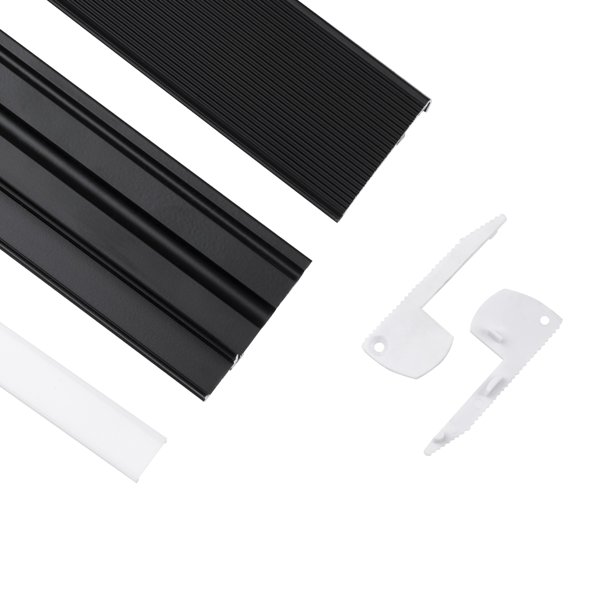 LEDTM® ALP-STEP-GRIP STAIR 70841-1M Επιφανειακό Προφίλ Αλουμινίου Ειδικό για Φωτισμό Σκαλοπατιού με Λευκό Γαλακτερό Πατητό Κάλυμμα για Ταινίες LED IP20 - Μαύρο & Λευκό - Μ100 x Π6 x Υ2.1cm - Image 3
