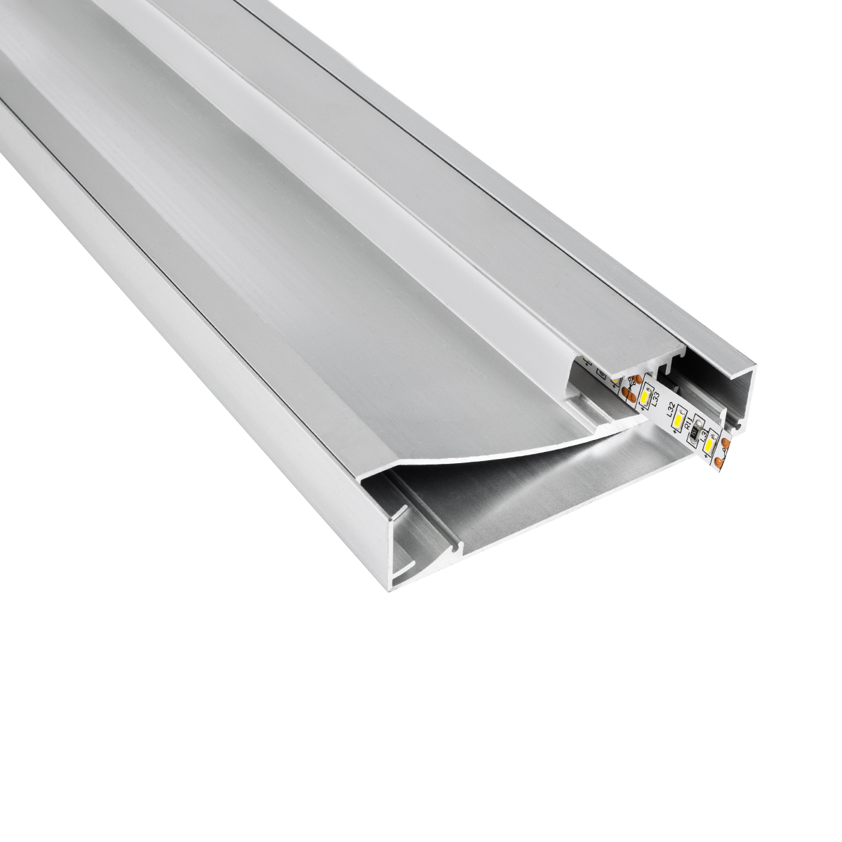 LEDTM® SKIRTINGBOARD-PROFILE 70850-3M Προφίλ Αλουμινίου - Βάση & Ψύκτρα Ταινίας LED με Λευκό Γαλακτερό Κάλυμμα - Επιφανειακή Χρήση για Περβάζι - Πατητό Κάλυμμα - Ασημί - 3 Μέτρα - Μ300 x Π1.6 x Υ8cm - Image 2