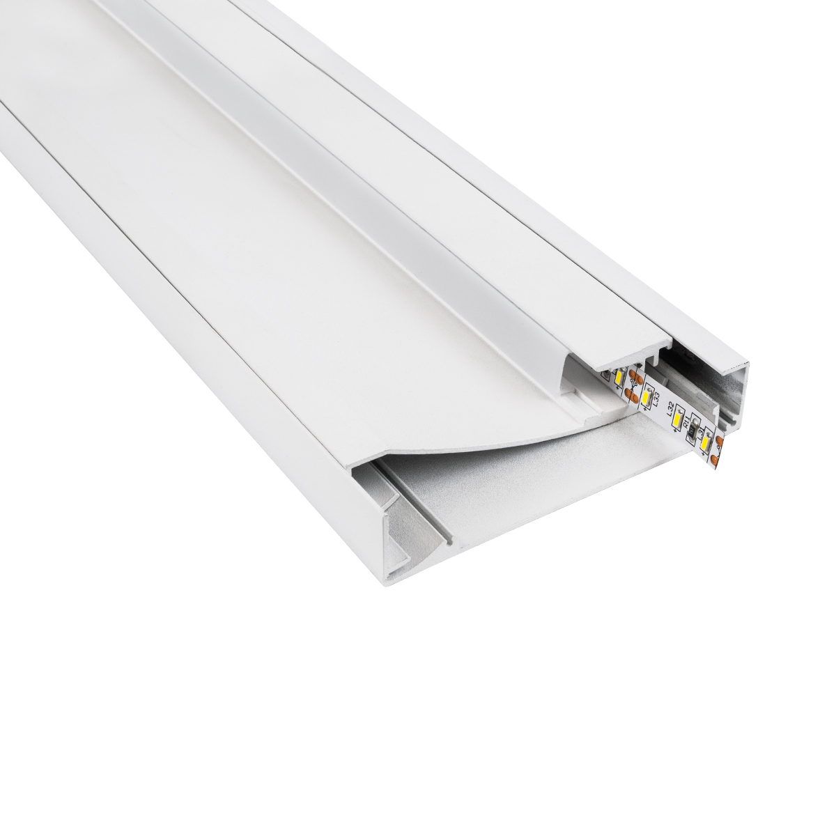 LEDTM® SKIRTINGBOARD-PROFILE 70851-3M Προφίλ Αλουμινίου - Βάση & Ψύκτρα Ταινίας LED με Λευκό Γαλακτερό Κάλυμμα - Επιφανειακή Χρήση για Περβάζι - Πατητό Κάλυμμα - Λευκό - 3 Μέτρα - Μ300 x Π1.6 x Υ8cm - Image 2