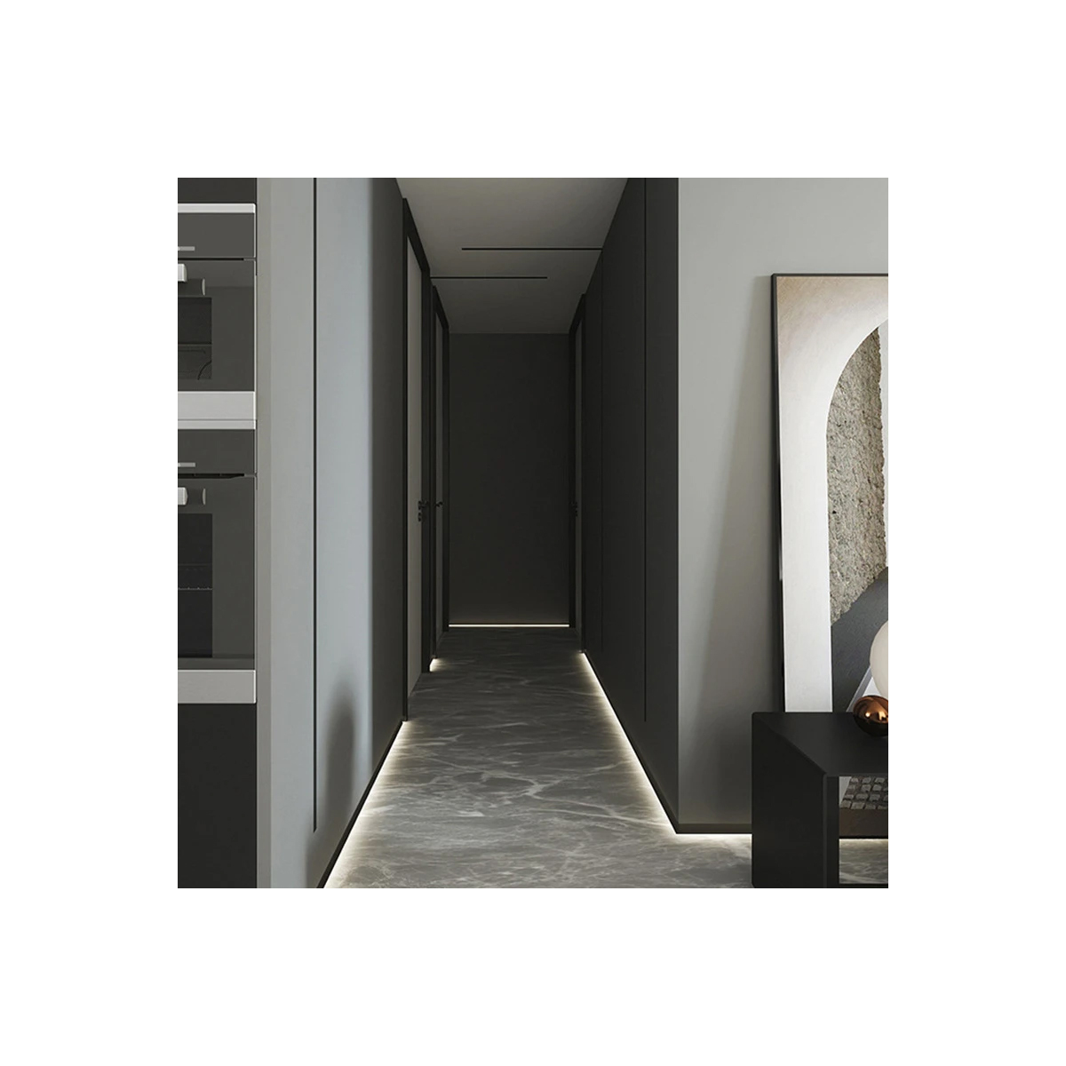 LEDTM® SKIRTINGBOARD-PROFILE 70852-3M Προφίλ Αλουμινίου - Βάση & Ψύκτρα Ταινίας LED με Λευκό Γαλακτερό Κάλυμμα - Επιφανειακή Χρήση για Περβάζι - Πατητό Κάλυμμα - Μαύρο - 3 Μέτρα - Μ300 x Π1.6 x Υ8cm - Image 12