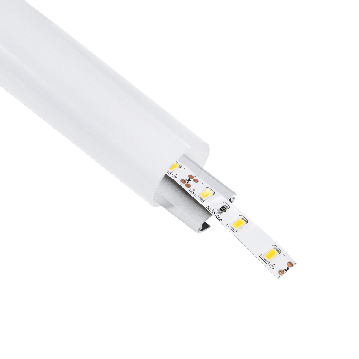 LEDTM® ALP-ROUND TUBIT 70853-3M Επιφανειακό & Κρεμαστό Προφίλ Αλουμινίου με Λευκό Γαλακτερό Πατητό Κάλυμμα για Ταινίες LED IP20 - Ασημί & Λευκό - Μ300 x Π3 x Υ3cm - Image 2