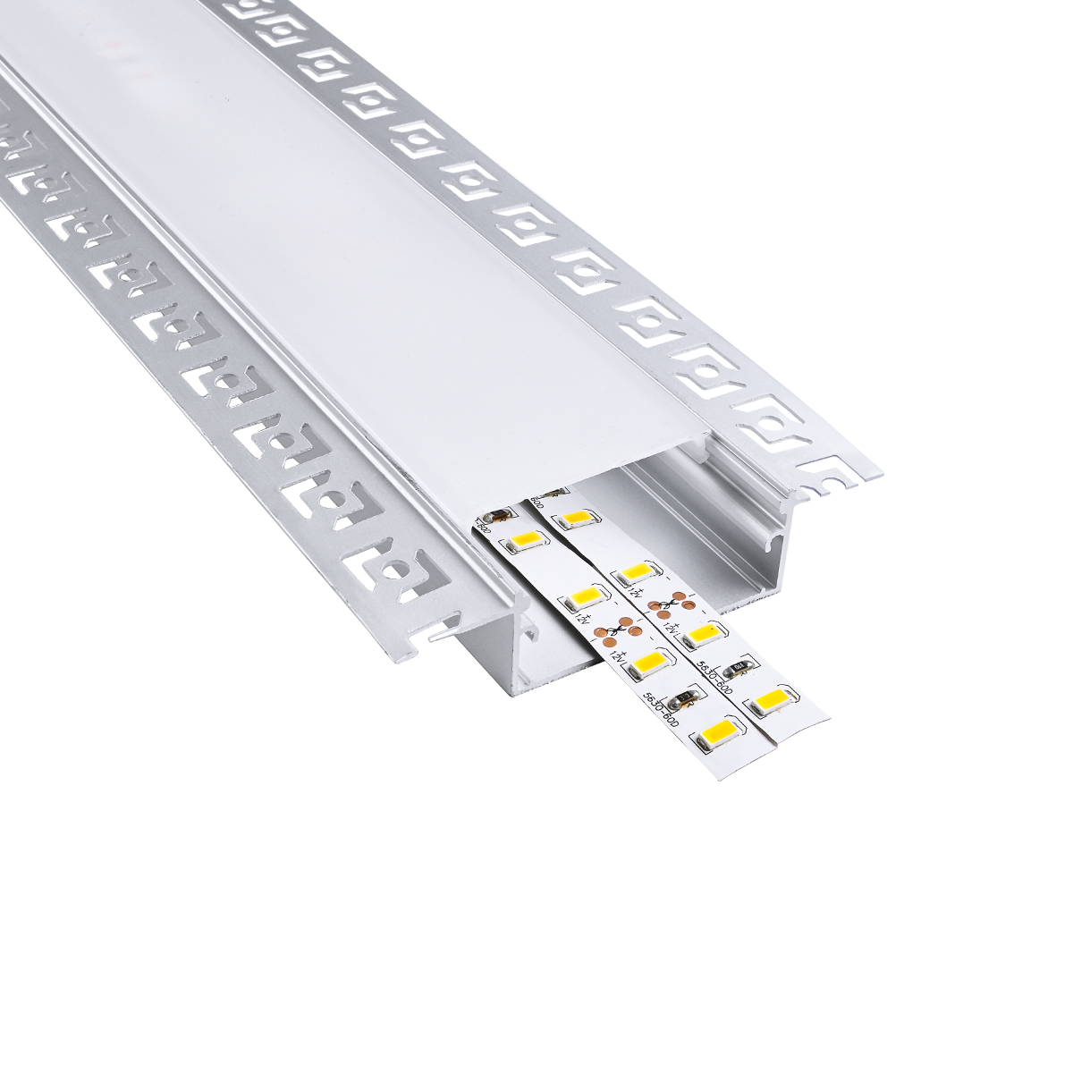 LEDTM® ALP-PLASTERIN GYPSO 70862-3M Χωνευτό Προφίλ Αλουμινίου Ειδικό για Γυψοσανίδα με Λευκό Γαλακτερό Πατητό Κάλυμμα για Ταινίες LED IP20 - Ασημί & Λευκό - Μ300 x Π8.8 x Υ2cm - Πακέτο 5 Τεμαχίων - Image 2
