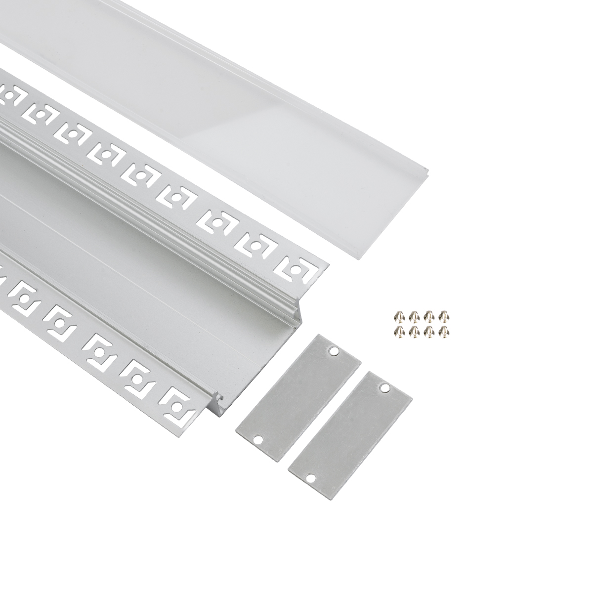 LEDTM® ALP-PLASTERIN GYPSO 70862-3M Χωνευτό Προφίλ Αλουμινίου Ειδικό για Γυψοσανίδα με Λευκό Γαλακτερό Πατητό Κάλυμμα για Ταινίες LED IP20 - Ασημί & Λευκό - Μ300 x Π8.8 x Υ2cm - Πακέτο 5 Τεμαχίων - Image 3