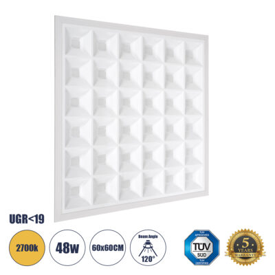 Alternative view of LEDTM® ZEUS 60970 Χωνευτό Panel Οροφής 60x60 με Anti Glare Reflector LED 48W 6960lm 120° CRI≥85Ra UGR<19 AC 220-240V IP20 Θερμό Λευκό 2700K - Lumileds SMD Chip & TÜV SÜD Driver - Λευκό Γαλακτερό - Μ60 x Π60 x Υ3.3cm / Q56 x 56cm - 5 Χρόνια Εγγύηση