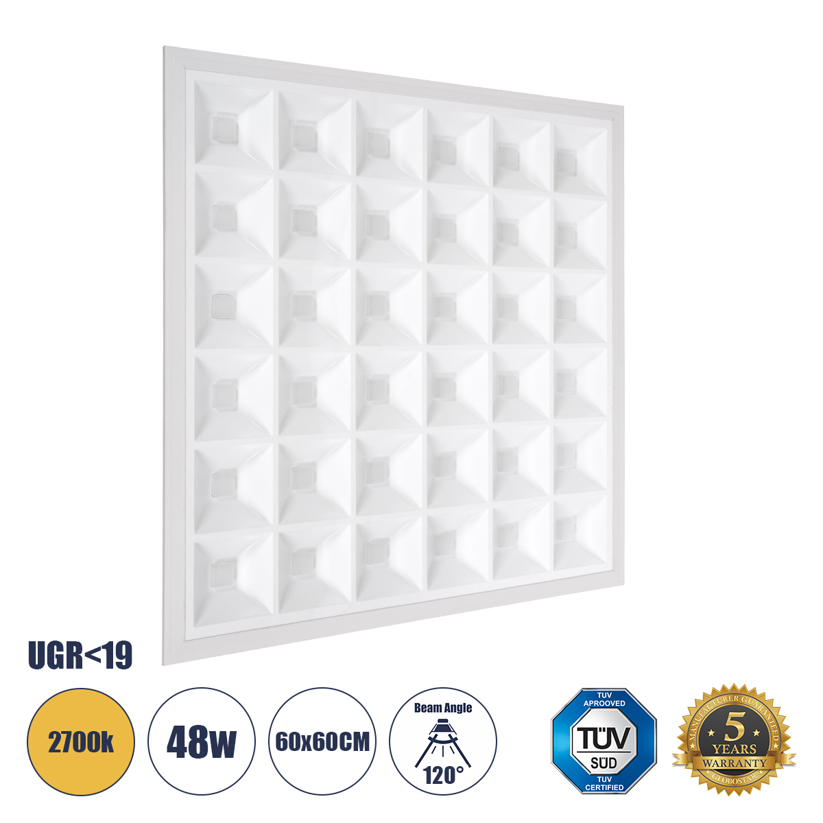 LEDTM® ZEUS 60970 Χωνευτό Panel Οροφής 60x60 με Anti Glare Reflector LED 48W 6960lm 120° CRI≥85Ra UGR<19 AC 220-240V IP20 Θερμό Λευκό 2700K - Lumileds SMD Chip & TÜV SÜD Driver - Λευκό Γαλακτερό - Μ60 x Π60 x Υ3.3cm / Q56 x 56cm - 5 Χρόνια Εγγύηση - Image 2