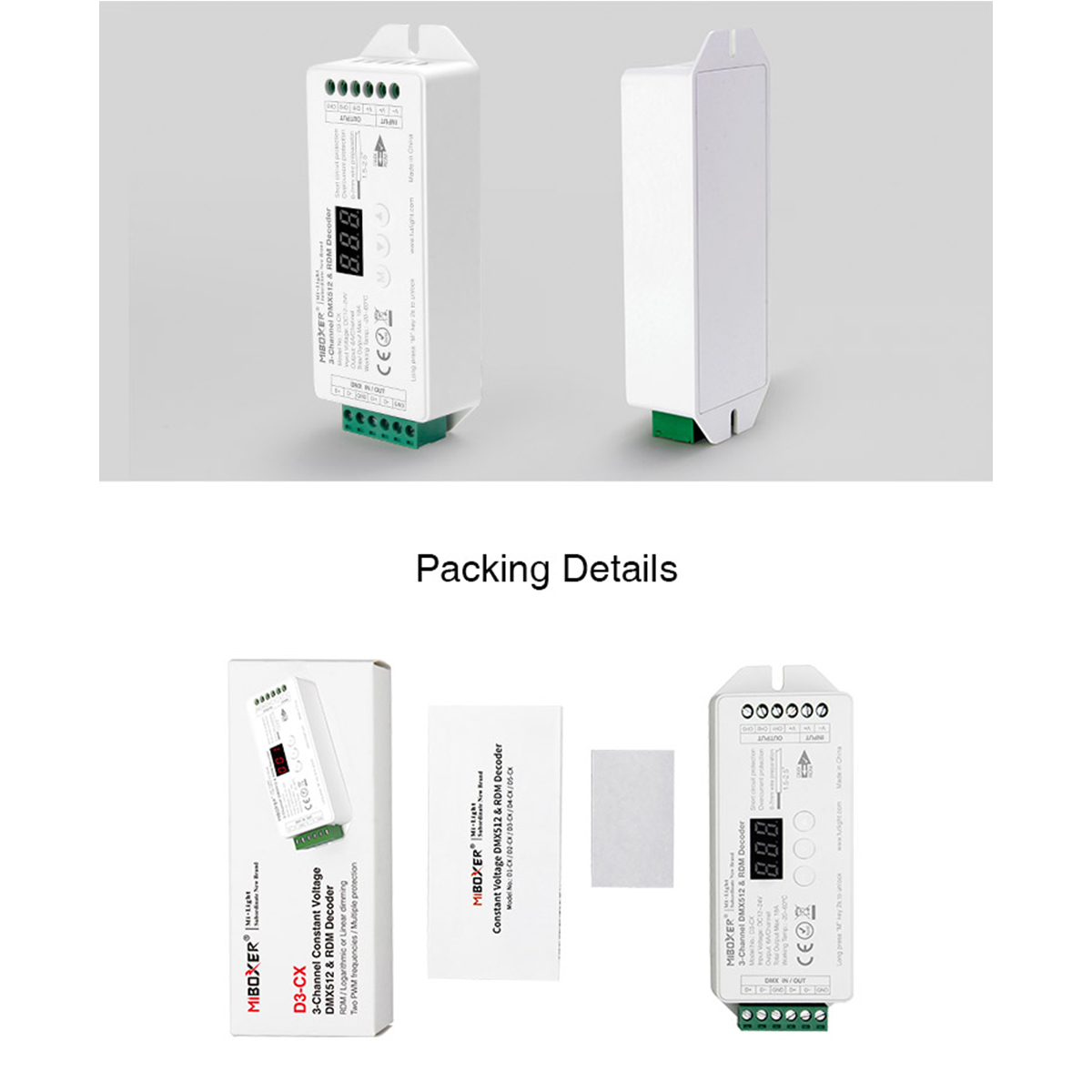 LEDTM® 71425 D3-CX Mi-BOXER DC DMX & RDM Dimmer High Speed Controller / Decoder 3 Καναλιών DC 12-24V 3 x 6A 144W - Max 18A 432W - IP20 Μ13 x Π5 x Υ2.5cm - 5 Years Warranty - Image 10