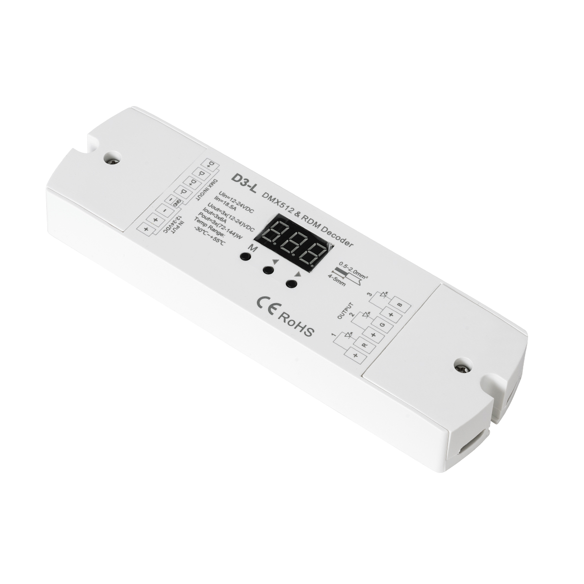 LEDTM® 71447 D3-L SKYDANCE DC DMX & RDM Dimmer High Speed Controller / Decoder 3 Καναλιών DC 12-24V 3 x 6A 144W - Max 18.5A 432W - IP20 Μ17 x Π5 x Υ2.5cm - 5 Years Warranty - Image 2