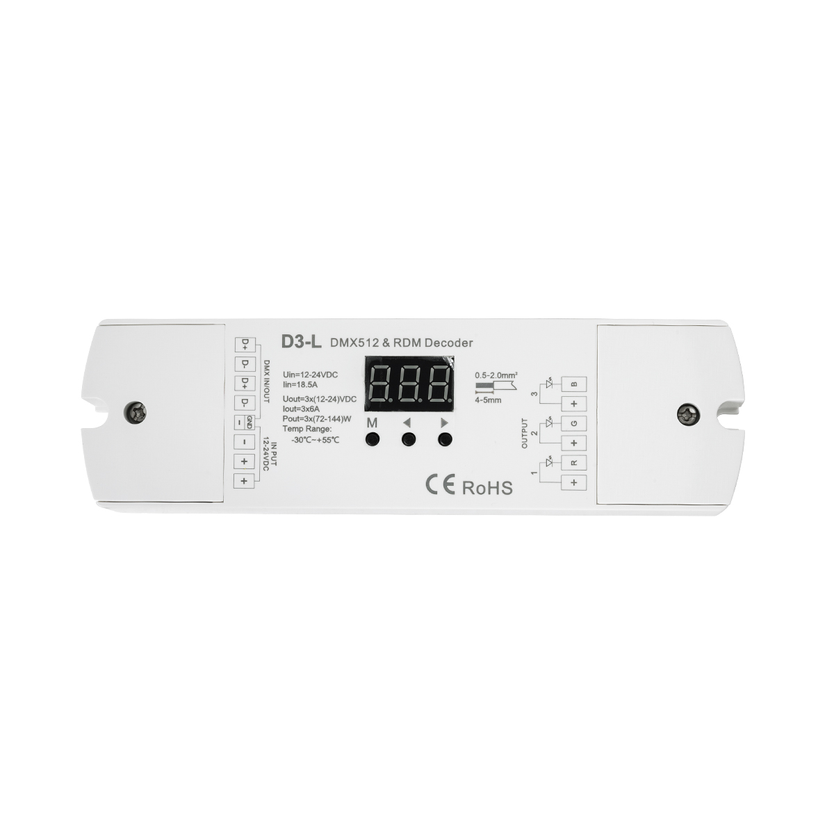 LEDTM® 71447 D3-L SKYDANCE DC DMX & RDM Dimmer High Speed Controller / Decoder 3 Καναλιών DC 12-24V 3 x 6A 144W - Max 18.5A 432W - IP20 Μ17 x Π5 x Υ2.5cm - 5 Years Warranty - Image 3