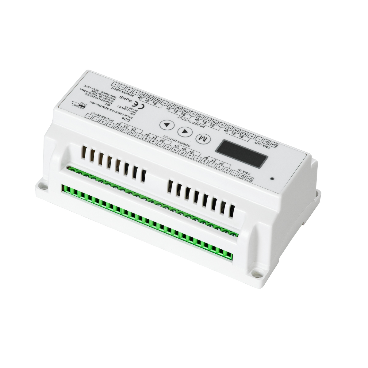LEDTM® SKYDANCE-D24 71450 DC DMX Master Dimmer / Controller / Decoder Υψηλής Ταχύτητας με 24 x 3A 72W Κανάλια DC 12-24V 60A 1440W Max IP20 - DMX512 & RDM - Μ16 x Π9 x Υ6cm - 5 Χρόνια Εγγύηση - Image 3