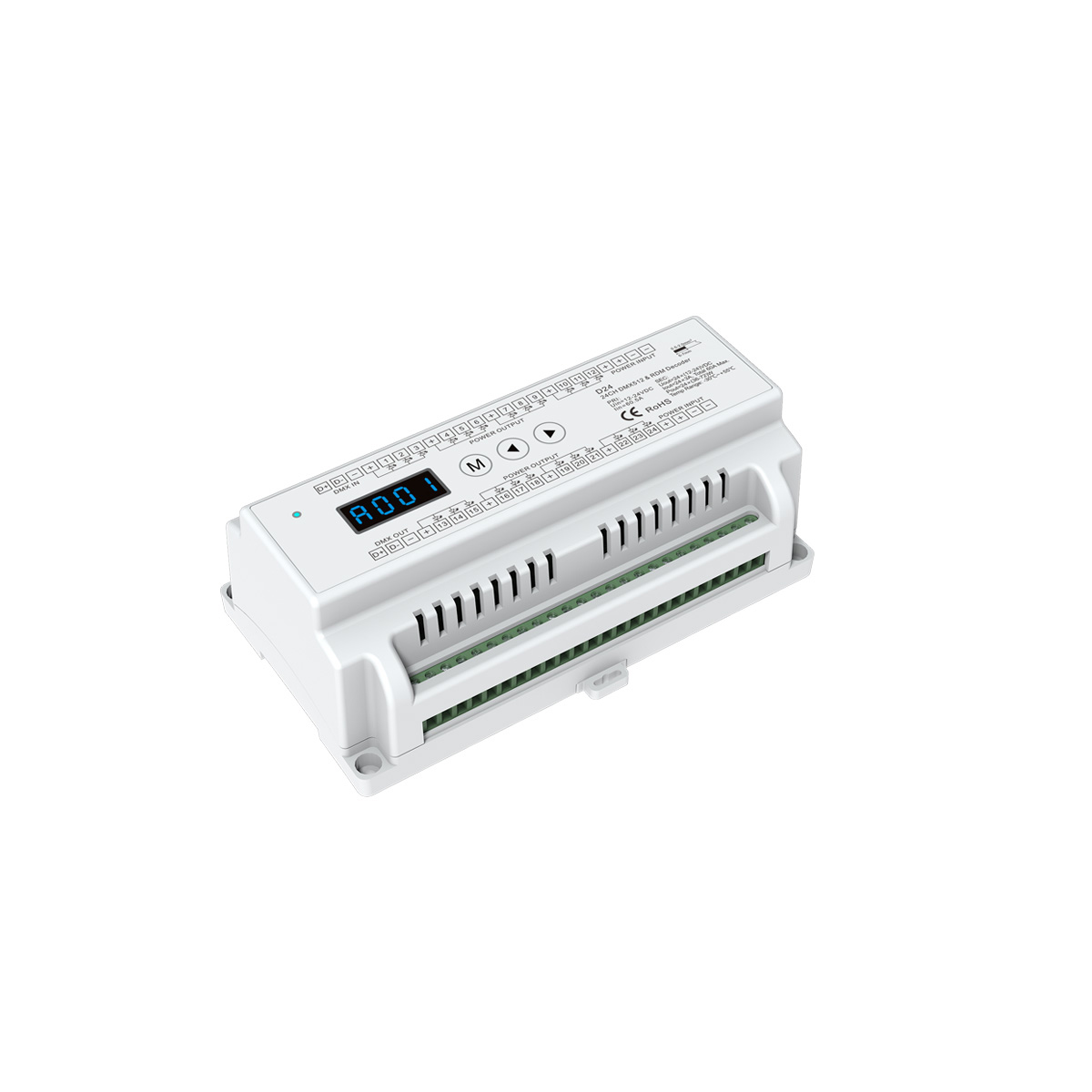 LEDTM® SKYDANCE-D24 71450 DC DMX Master Dimmer / Controller / Decoder Υψηλής Ταχύτητας με 24 x 3A 72W Κανάλια DC 12-24V 60A 1440W Max IP20 - DMX512 & RDM - Μ16 x Π9 x Υ6cm - 5 Χρόνια Εγγύηση - Image 8