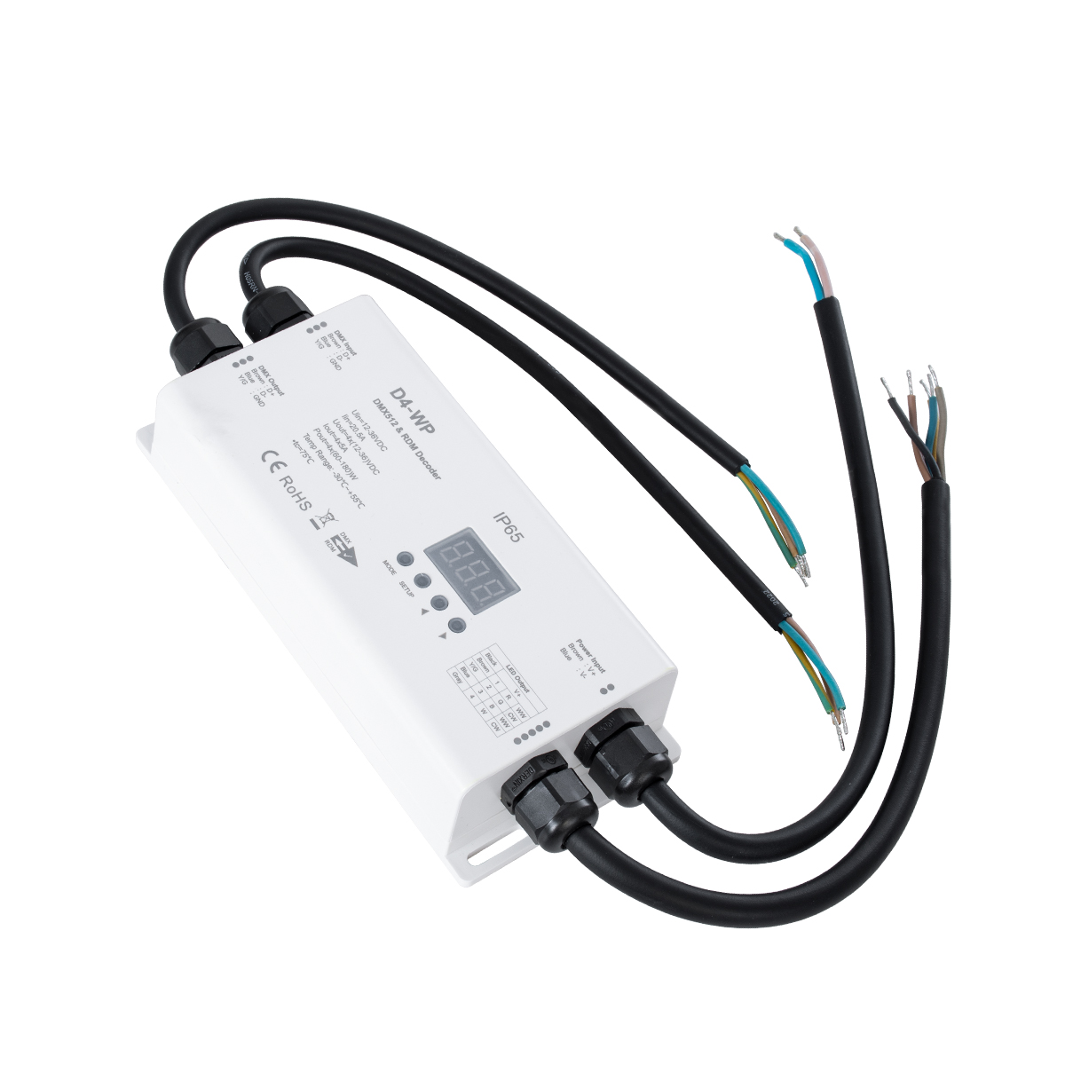 LEDTM® 71571-IP65 D4-WP SKYDANCE DC DMX & RDM Dimmer High Speed Controller / Decoder 4 Καναλιών DC 12-36V 4 x 5A 180W - Max 20.5A 720W - Αδιάβροχος IP65 Μ17 x Π8 x Υ4cm - 5 Years Warranty - Image 2