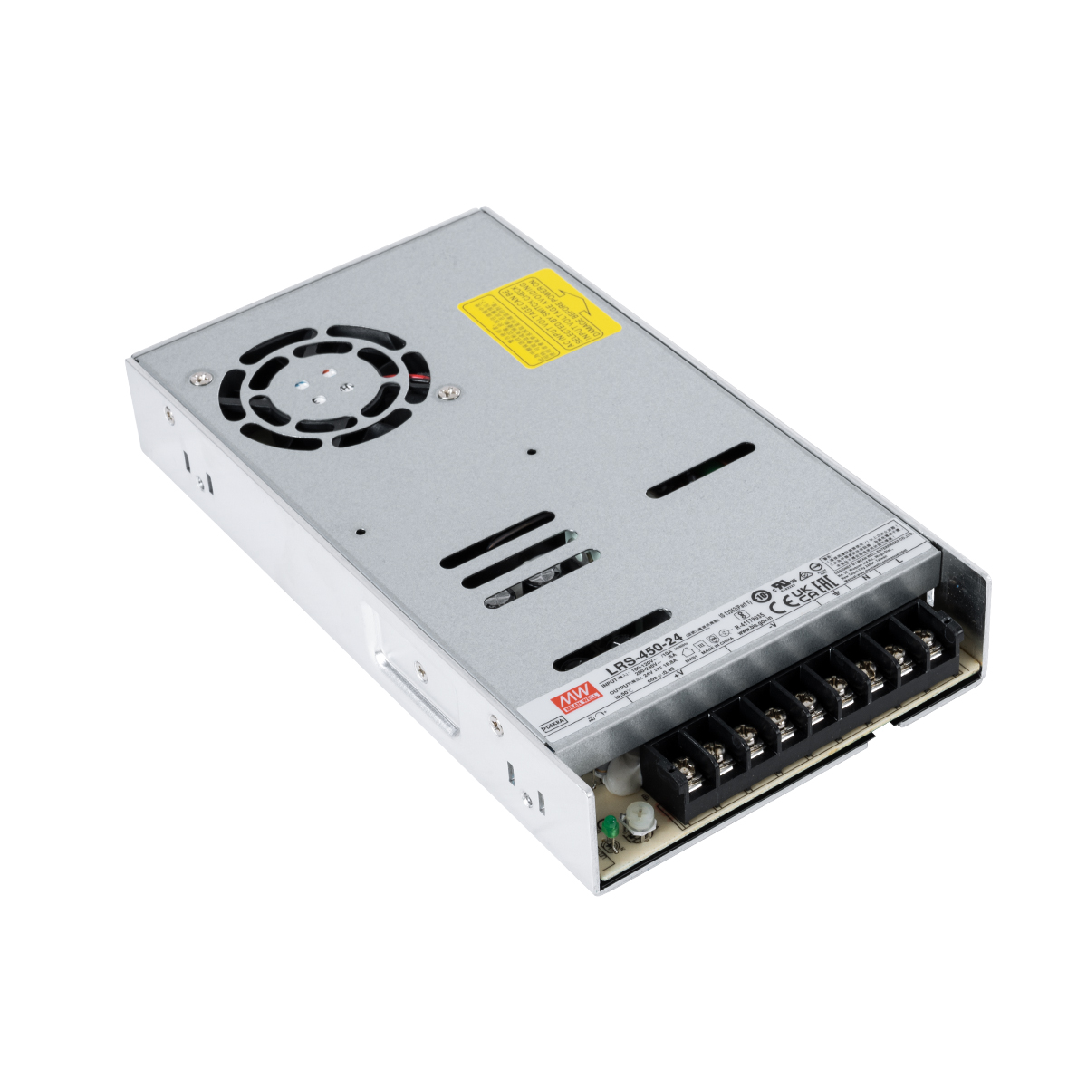 LEDTM® MEANWELL-LRS450-24 90787 Τροφοδοτικό/Μετασχηματιστής PELV 450W 18.8A DC 24V IP20 - AC 220-240V σε DC 24V / Ρυθμιζόμενo από DC 21.6V έως DC 28.8V - Μ22.5 x Π12.4 x Υ3.5cm - 3 Χρόνια Εγγύηση - Image 2