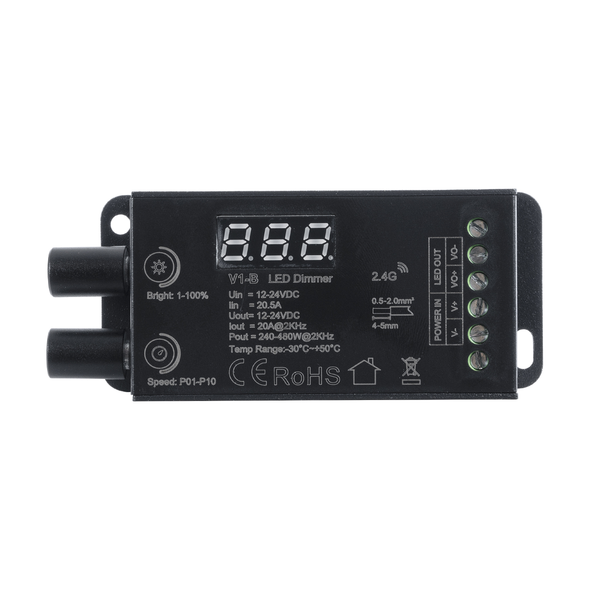 LEDTM® 73116 V1-B SKYDANCE DC RF 2.4Ghz Dimmer Constant Voltage Controller 1 Κανάλι DC 12-24V 1 x 20.5A 480W - Max 20.5A 480W - IP20 Μ9 x Π4 x Υ2.8cm - 5 Χρόνια Εγγύηση - Image 4