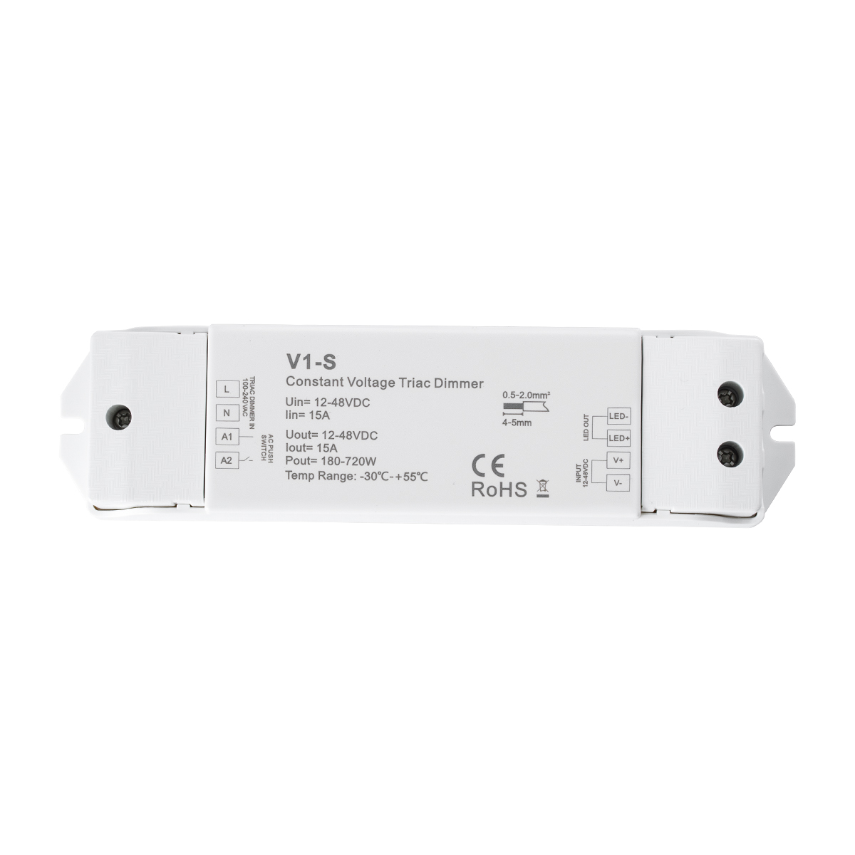 LEDTM® SKYDANCE-V1-S 73127 DC Triac & Push Dimmer CV Τροφοδοτικό/Μετασχηματιστής SELV με 1 x 15A 720W Κανάλι AC 220-240V σε DC 12-48V 15A 720W Max IP20 - Triac & Push Dimming - Μ17.5 x Π4.5 x Υ2.5cm - 5 Χρόνια Εγγύηση - Image 3