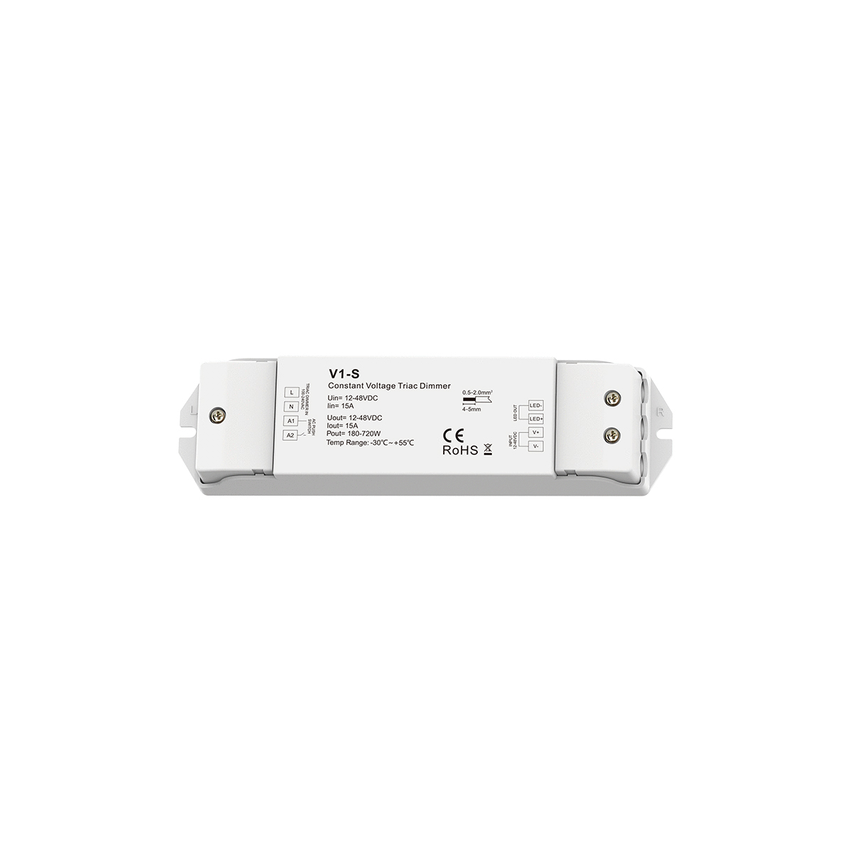 LEDTM® SKYDANCE-V1-S 73127 DC Triac & Push Dimmer CV Τροφοδοτικό/Μετασχηματιστής SELV με 1 x 15A 720W Κανάλι AC 220-240V σε DC 12-48V 15A 720W Max IP20 - Triac & Push Dimming - Μ17.5 x Π4.5 x Υ2.5cm - 5 Χρόνια Εγγύηση - Image 7