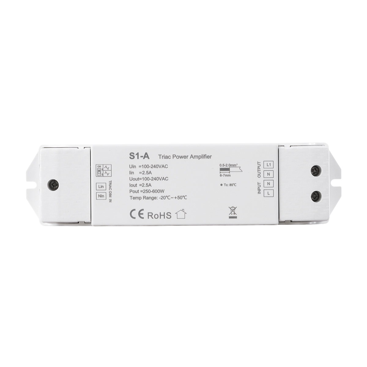 LEDTM® 73128 S1-A SKYDANCE AC Triac Amplifier 1 Κανάλι AC 100-240V 1 x 2.5A 600W - Max 2.5A 600W - IP20 Μ17.5 x Π4.5 x Υ2.5cm - 5 Χρόνια Εγγύηση - Image 3