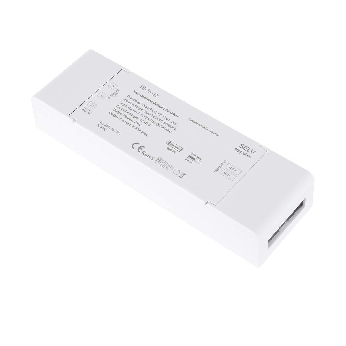 LEDTM® 73129 TE-75-12 SKYDANCE AC Triac Dimmer Push Dimming 1 Κανάλι AC 200-240V 1 x 6.25A 75W - Max 6.25A 75W - IP20 Μ18 x Π5.7 x Υ3cm - 5 Χρόνια Εγγύηση - Image 2