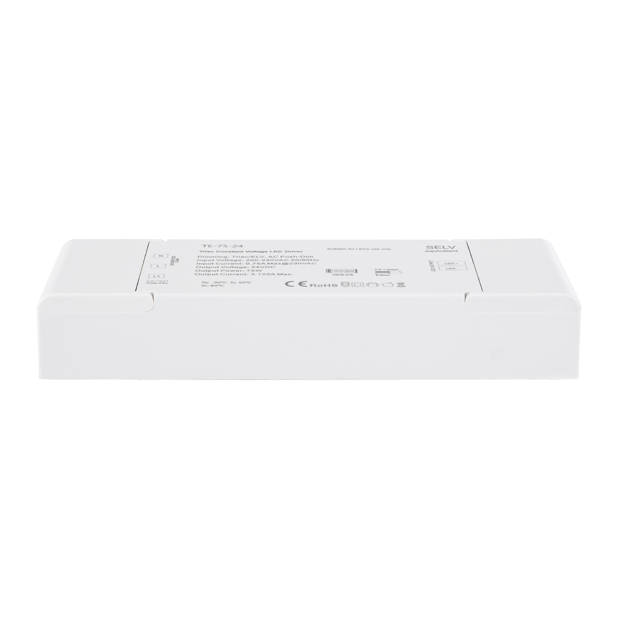 LEDTM® SKYDANCE-TE-75-24 73130 DC Triac & Push Dimmer CV Τροφοδοτικό/Μετασχηματιστής SELV με 1 x 3.125A 75W Κανάλι AC 220-240V σε DC 24V 3.125A 75W Max IP20 - Triac & Push Dimming - Μ18 x Π5.7 x Υ3cm - 5 Χρόνια Εγγύηση - Image 4