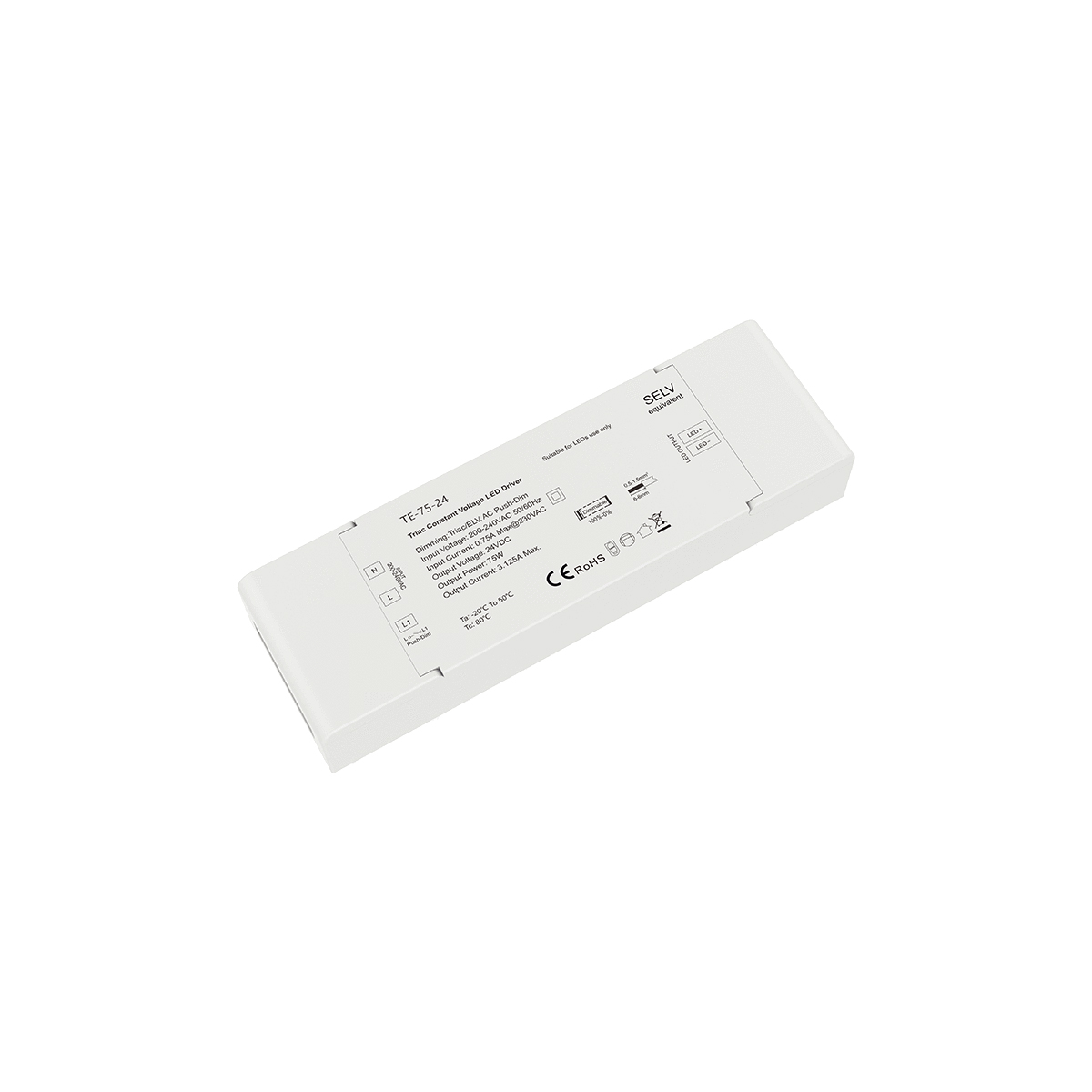 LEDTM® SKYDANCE-TE-75-24 73130 DC Triac & Push Dimmer CV Τροφοδοτικό/Μετασχηματιστής SELV με 1 x 3.125A 75W Κανάλι AC 220-240V σε DC 24V 3.125A 75W Max IP20 - Triac & Push Dimming - Μ18 x Π5.7 x Υ3cm - 5 Χρόνια Εγγύηση - Image 6