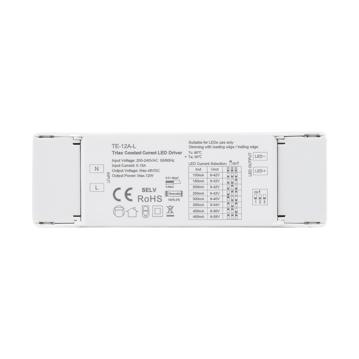 LEDTM® 73132 TE-12A-L SKYDANCE AC Triac Dimmable Constant Current LED Driver 1 Κανάλι AC 200-240V 1 x 0.15A 12W - Max 0.15A 12W - IP20 Μ11.1 x Π3.7 x Υ2cm - 5 Χρόνια Εγγύηση - Image 3