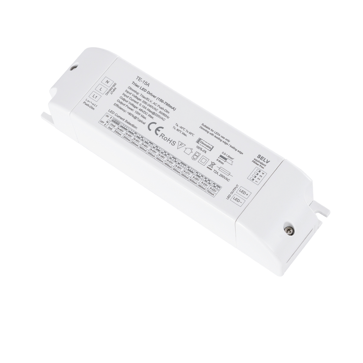 LEDTM® 73133 TE-15A SKYDANCE AC Triac Dimmable Constant Current LED Driver Push Dimming 1 Κανάλι AC 200-240V 1 x 0.15A 15W - Max 0.15A 15W - IP20 Μ15.1 x Π4.1 x Υ3cm - 5 Χρόνια Εγγύηση - Image 2