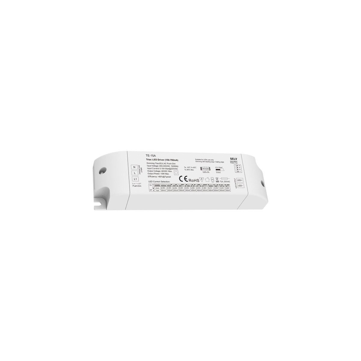 LEDTM® 73133 TE-15A SKYDANCE AC Triac Dimmable Constant Current LED Driver Push Dimming 1 Κανάλι AC 200-240V 1 x 0.15A 15W - Max 0.15A 15W - IP20 Μ15.1 x Π4.1 x Υ3cm - 5 Χρόνια Εγγύηση - Image 7