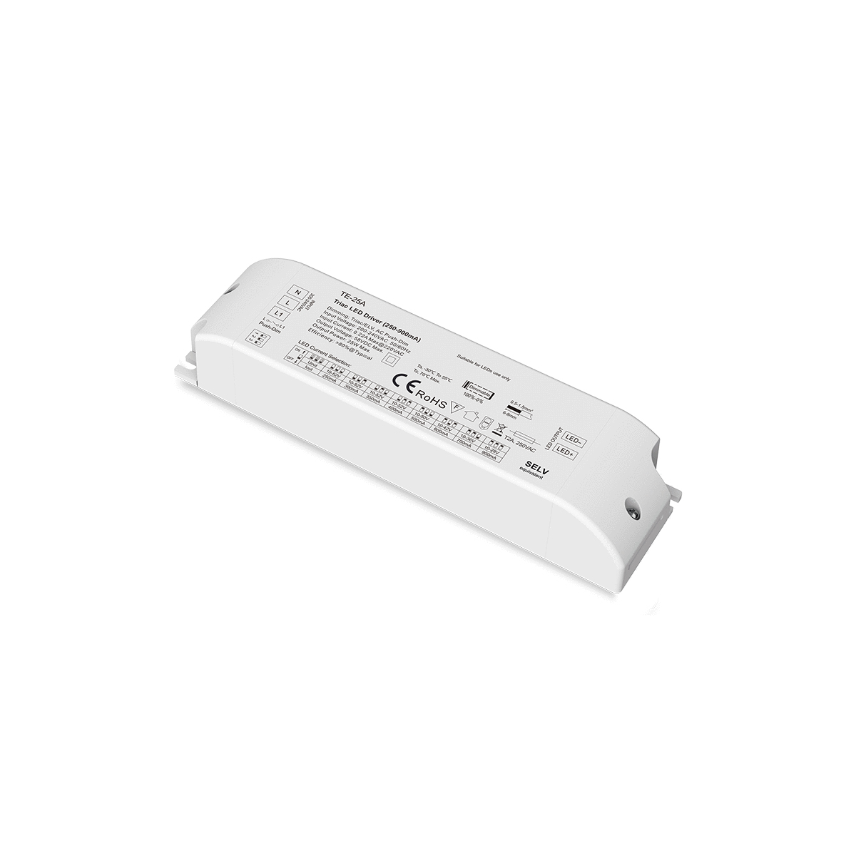 LEDTM® SKYDANCE-TE-25A 73134 DC Triac & Push Dimmer CC Τροφοδοτικό/Μετασχηματιστής SELV με 1 x 250-900mA 25W Κανάλι AC 220-240V σε DC 10-52V 900mA 25W Max IP20 - Triac & Push Dimming - Μ17.5 x Π4.4 x Υ3cm - 5 Χρόνια Εγγύηση - Image 8