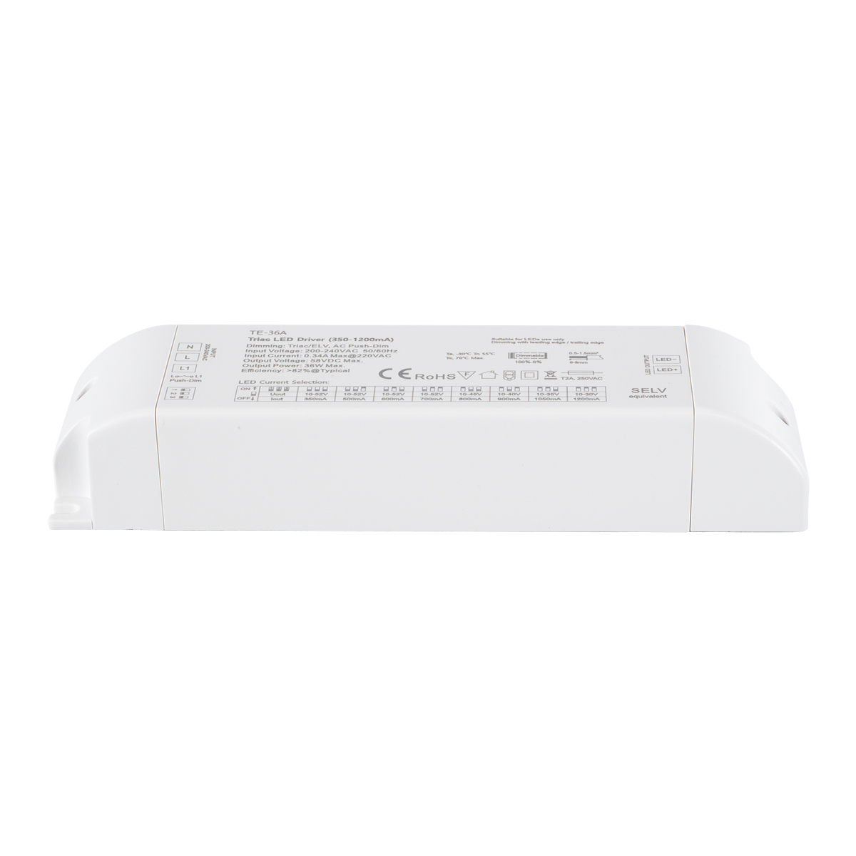 LEDTM® SKYDANCE-TE-36A 73135 DC Triac & Push Dimmer CC Τροφοδοτικό/Μετασχηματιστής SELV με 1 x 320-1200mA 36W Κανάλι AC 220-240V σε DC 10-52V 1200mA 36W Max IP20 - Triac & Push Dimming - Μ17.5 x Π4.4 x Υ3cm - 5 Χρόνια Εγγύηση - Image 4