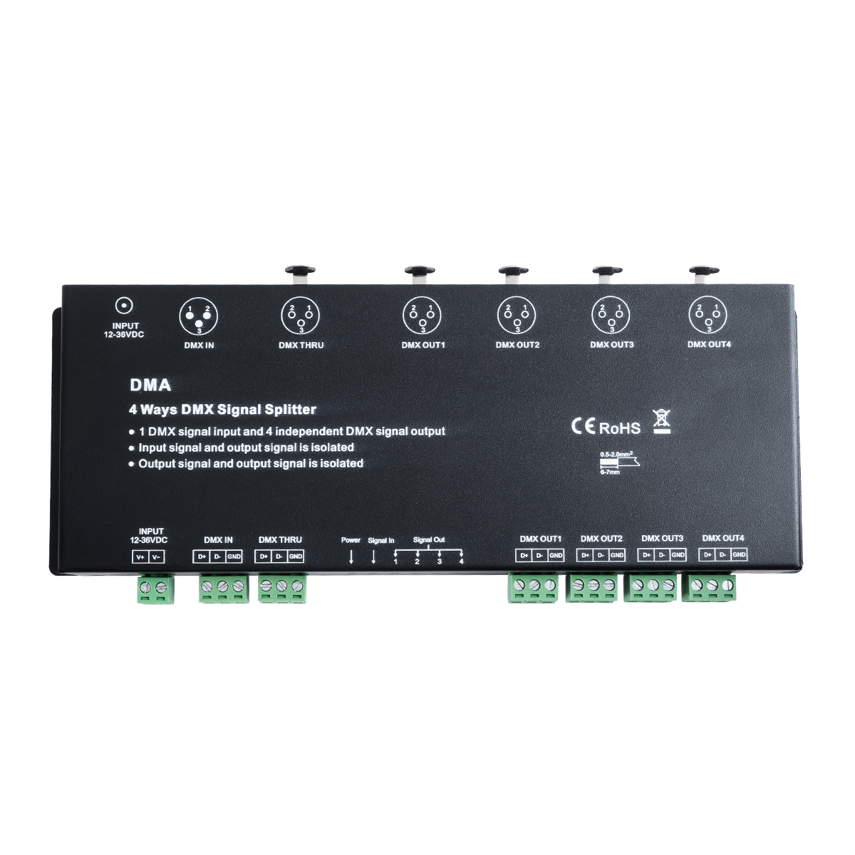 LEDTM® 73136 DMA SKYDANCE DC DMX512 Signal Splitter / Amplifier 4 Καναλιών DC 12-36V - IP20 Μ25.6 x Π9.2 x Υ3.8cm - 5 Χρόνια Εγγύηση - Image 3