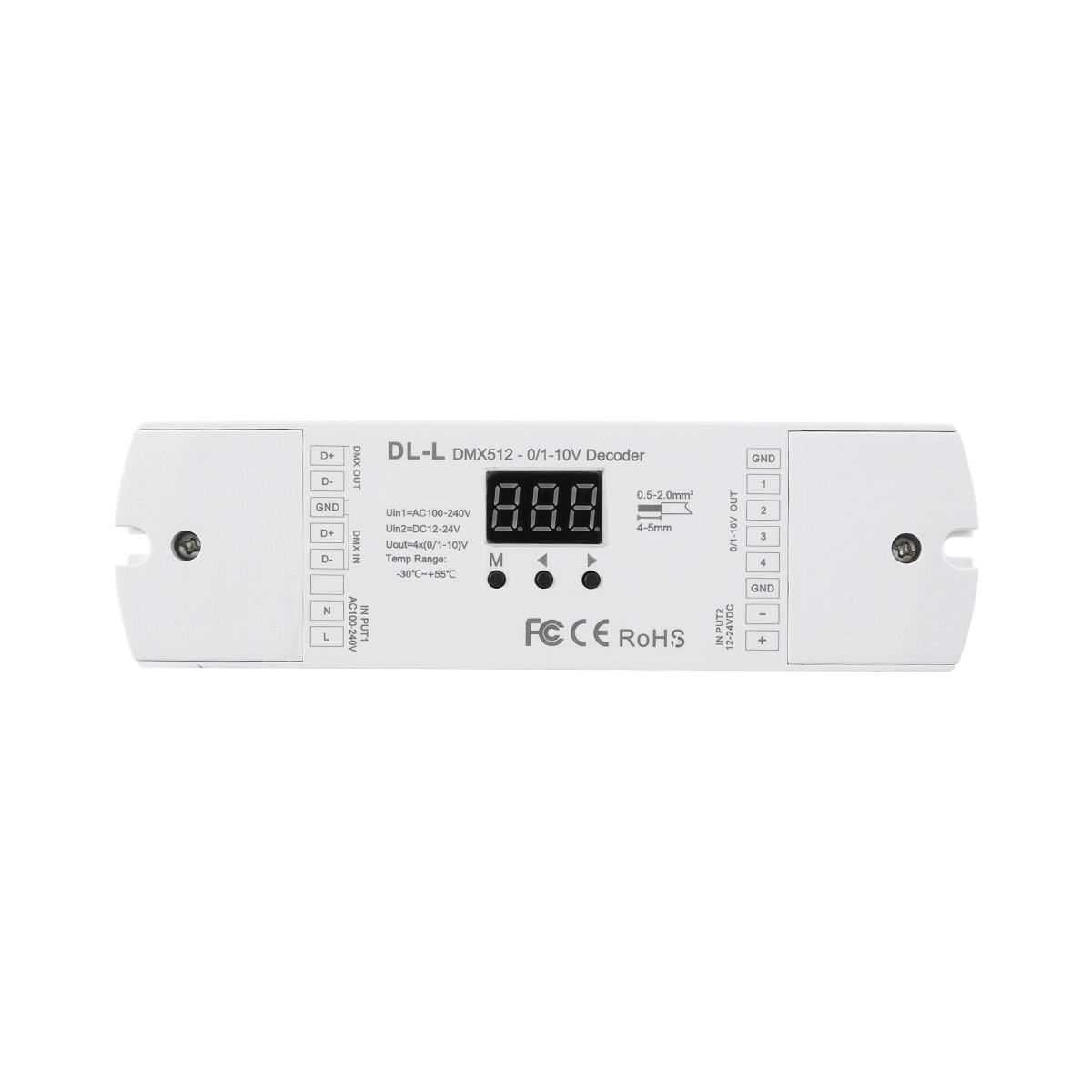LEDTM® 73140 DL-L SKYDANCE AC DMX512 to 0/1-10V Converter / Decoder 4 Καναλιών - 2 Inputs DC 12-24V ή AC 100-240V - IP20 Μ17 x Π5 x Υ2.5cm - 5 Χρόνια Εγγύηση - Image 3
