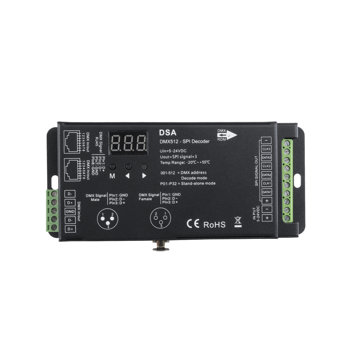 LEDTM® 73141 DSA SKYDANCE DC RF 2.4Ghz DMX512 to SPI Decoder DC 5-24V - IP20 Π16.5 x Π7 x Υ3.7cm - 5 Χρόνια Εγγύηση - Image 3