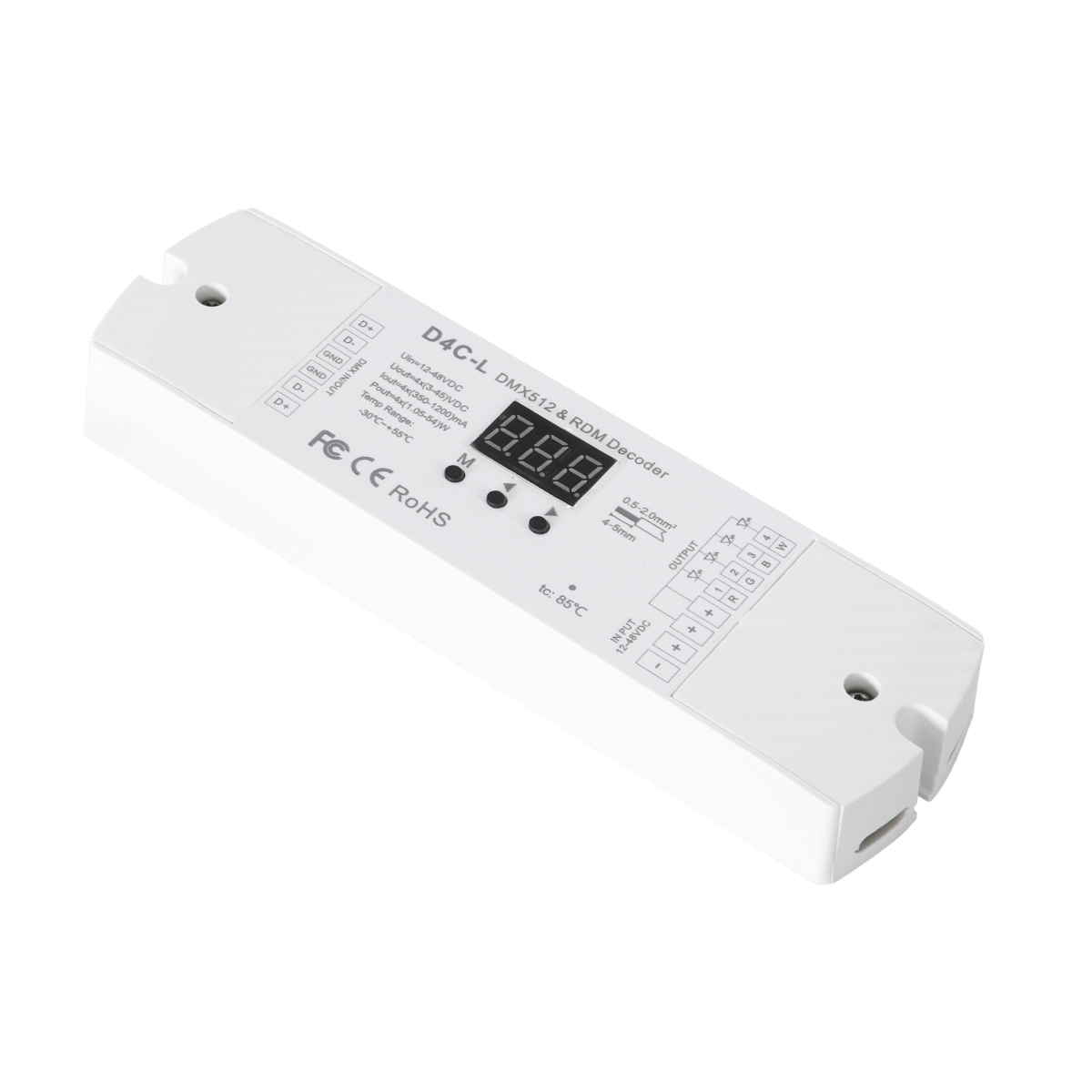 LEDTM® SKYDANCE-D4C-L 73146 DC DMX Master Dimmer / Controller / Decoder Υψηλής Ταχύτητας με 4 x 1A 54W Κανάλια DC 12-48V 4A 216W Max IP20 - DMX512 & RDM - Μ17 x Π5 x Υ2.5cm - 5 Χρόνια Εγγύηση - Image 2