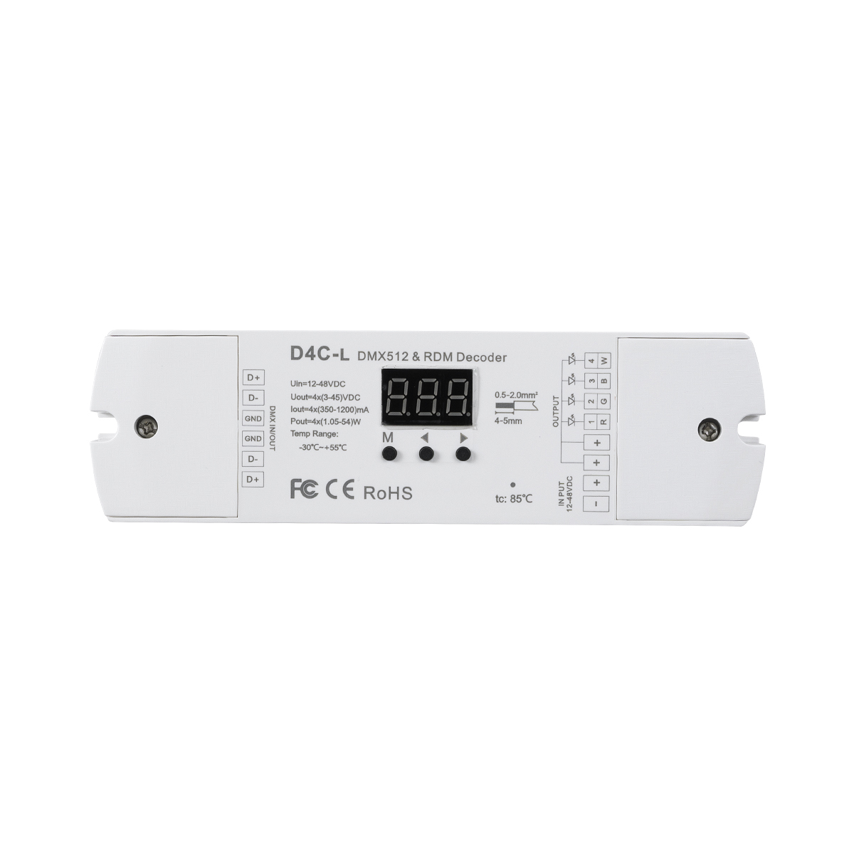LEDTM® SKYDANCE-D4C-L 73146 DC DMX Master Dimmer / Controller / Decoder Υψηλής Ταχύτητας με 4 x 1A 54W Κανάλια DC 12-48V 4A 216W Max IP20 - DMX512 & RDM - Μ17 x Π5 x Υ2.5cm - 5 Χρόνια Εγγύηση - Image 3