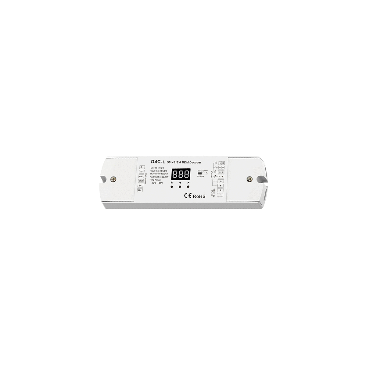 LEDTM® SKYDANCE-D4C-L 73146 DC DMX Master Dimmer / Controller / Decoder Υψηλής Ταχύτητας με 4 x 1A 54W Κανάλια DC 12-48V 4A 216W Max IP20 - DMX512 & RDM - Μ17 x Π5 x Υ2.5cm - 5 Χρόνια Εγγύηση - Image 7