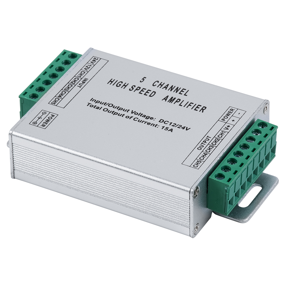 LEDTM® 73395 High Speed LED Amplifier 5 Channels - Ενισχυτής Σήματος Υψηλών Ταχυτήτων LED 5 Καναλιών DC 12-24V RGBW+WW Max 360W Μ10.5 x Π6.3 x Υ2.3cm - Image 2