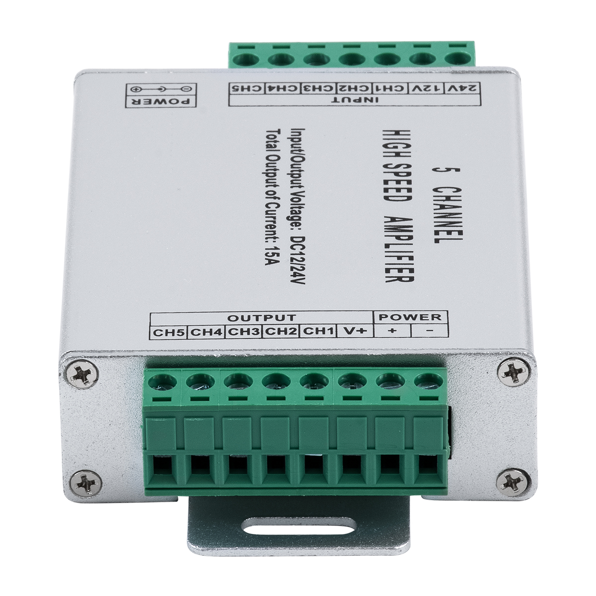 LEDTM® 73395 High Speed LED Amplifier 5 Channels - Ενισχυτής Σήματος Υψηλών Ταχυτήτων LED 5 Καναλιών DC 12-24V RGBW+WW Max 360W Μ10.5 x Π6.3 x Υ2.3cm - Image 4