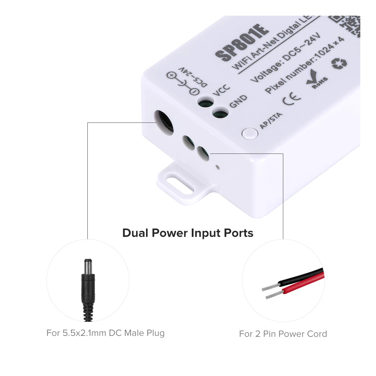 LEDTM® 73415 SP801E Ασύρματος WiFi Art-Net LED FULL COLOR Magic Digital Pixel Controller iOS/Android για LED Digital Πολύχρωμα και Μονόχρωμα Προϊόντα DC 5-24V 4 x 1024 IC Max - Image 10