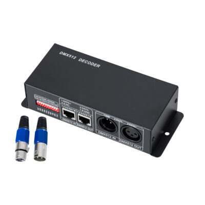 Alternative view of LEDTM® RGBCONTROLLER 73490 DC DMX Master Dimmer / Controller / Decoder Υψηλής Ταχύτητας με 3 x 8A 192W Κανάλια DC 12-24V 24A 576W Max IP20 - DMX512 & RDM - Μ16 x Π9 x Υ6cm - 2 Χρόνια Εγγύηση