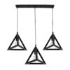 LEDTM® TRIANGLE 00621 Μοντέρνο Κρεμαστό Φωτιστικό Οροφής με Ντουί 3 x E27 AC 220-240V IP20 - Μαύρο - Μ70 x Π22 x Y130cm - Image 2