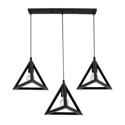 Alternative view of LEDTM® TRIANGLE 00621 Μοντέρνο Κρεμαστό Φωτιστικό Οροφής με Ντουί 3 x E27 AC 220-240V IP20 - Μαύρο - Μ70 x Π22 x Y130cm