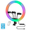 LEDTM® 75803 Professional Digital Ring Light Φ36cm LED SMD 50W 5000lm 180° DC 5V με Καλώδιο Τροφοδοσίας USB - Ενσωματωμένο και Ασύρματο Χειριστήριο RF 2.4Ghz Εναλλαγής Χρωμάτων & 3 Βάσεις Τηλεφώνου - Πολύχρωμο RGBW+WW Dimmable - Image 2