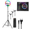 LEDTM® 75804 Professional Digital Ring Light Φ36cm LED SMD 50W 5000lm 180° AC 230V με Καλώδιο Τροφοδοσίας Πρίζας - Ασύρματο Χειριστήριο RF 2.4Ghz Εναλλαγής Χρωμάτων & 3 Βάσεις Τηλεφώνου - Πολύχρωμο RGBW+WW Dimmable - Image 7