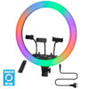LEDTM® 75805 Professional Digital Ring Light Φ46cm LED SMD 70W 7000lm 180° AC 230V με Καλώδιο Τροφοδοσίας Πρίζας - Ασύρματο Χειριστήριο RF 2.4Ghz Εναλλαγής Χρωμάτων & 3 Βάσεις Τηλεφώνου - Πολύχρωμο RGBW+WW Dimmable - Image 2