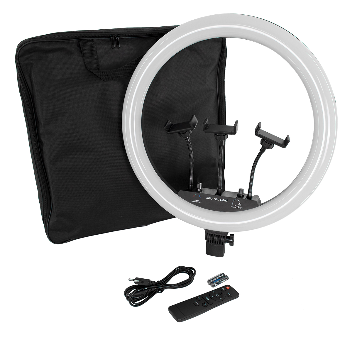 LEDTM® 75805 Professional Digital Ring Light Φ46cm LED SMD 70W 7000lm 180° AC 230V με Καλώδιο Τροφοδοσίας Πρίζας - Ασύρματο Χειριστήριο RF 2.4Ghz Εναλλαγής Χρωμάτων & 3 Βάσεις Τηλεφώνου - Πολύχρωμο RGBW+WW Dimmable - Image 6