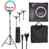 LEDTM® 75805 Professional Digital Ring Light Φ46cm LED SMD 70W 7000lm 180° AC 230V με Καλώδιο Τροφοδοσίας Πρίζας - Ασύρματο Χειριστήριο RF 2.4Ghz Εναλλαγής Χρωμάτων & 3 Βάσεις Τηλεφώνου - Πολύχρωμο RGBW+WW Dimmable - Image 8